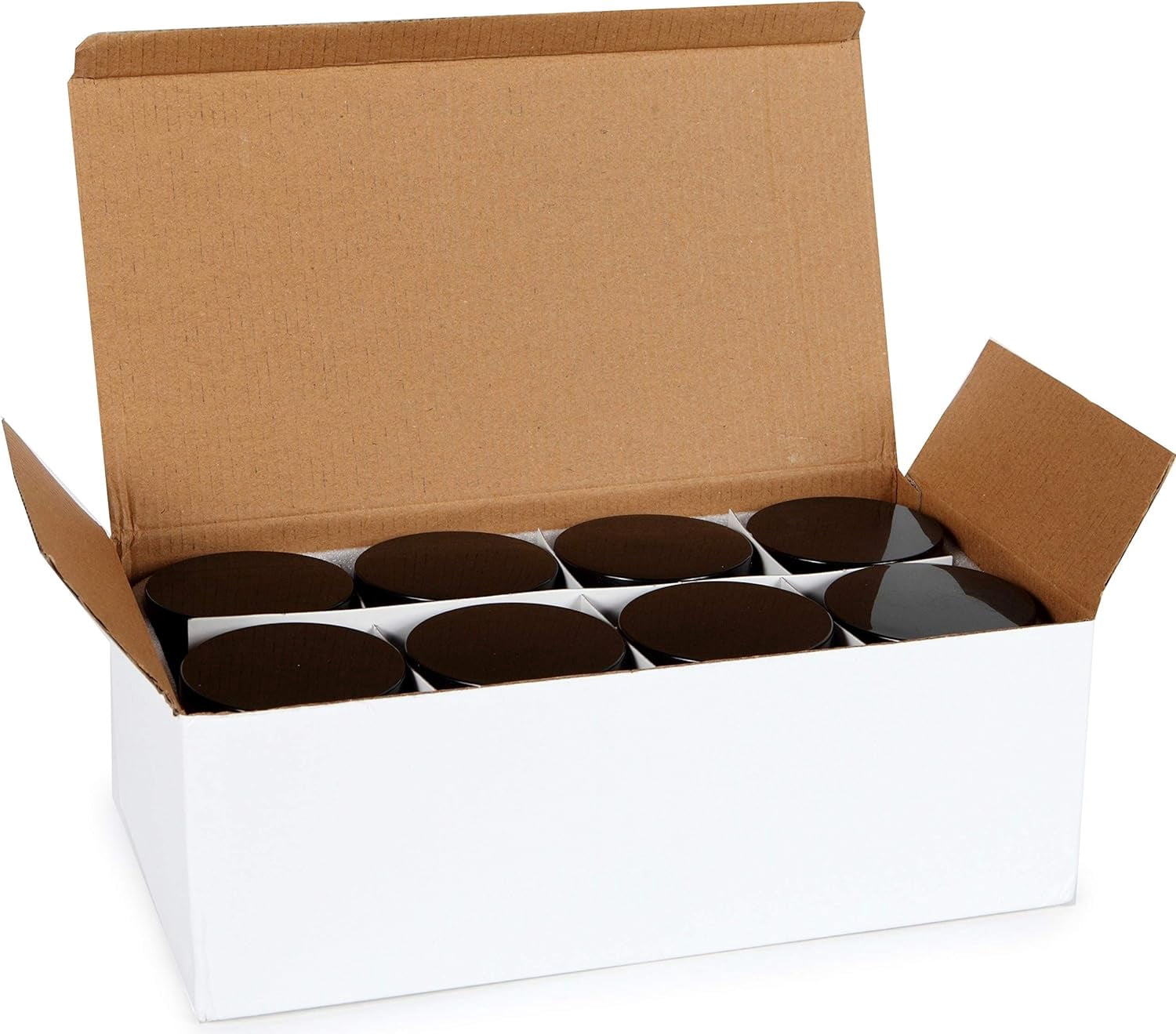 Vivaplex, Cobalt Blue, 8 ounce, Round Glass Jars, with Black Lids - 8 pack