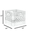 thumbnail image 5 of Heavy Duty Plastic Storage Milk Crate 16QT, Square Lattice Design, Stackable Utility Organizer Bin, 13x13x11 Inch, Made in USA (White), 5 of 6