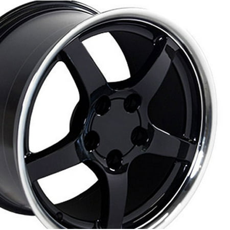 18x9.5 Wheel Fits Corvette, Camaro - C5 Style Deep Dish Black (Best Wheels For C5 Corvette)