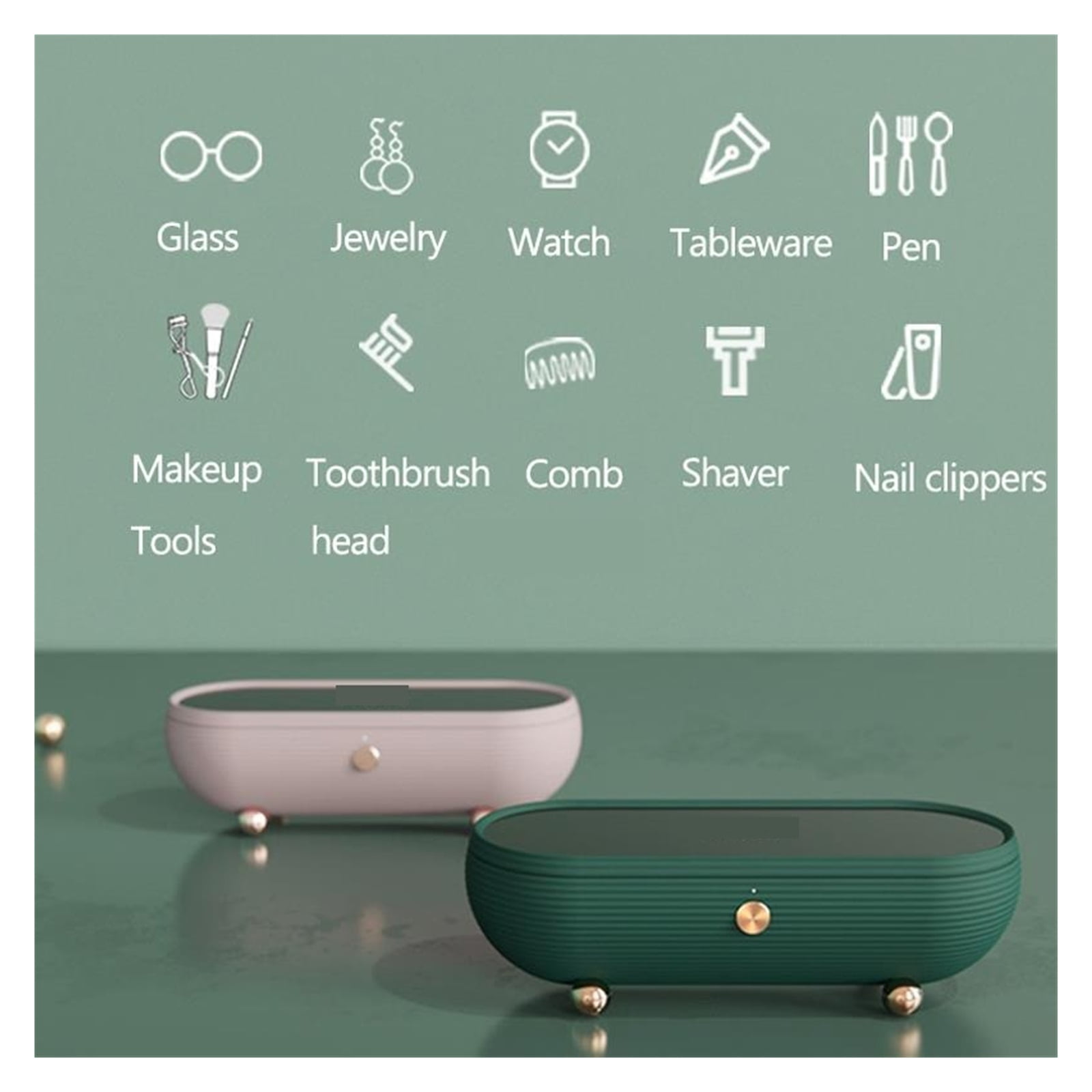 Pink 45kHz Ultrasonic Cleaner Glasses Cleaning Machine Portable Jewelry Watch Cleaner ,Convenient to Use