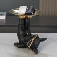 thumbnail image 3 of Estatua de perro con bandeja Adorno de perro con bandeja Obra de arte Estatuilla de perro de resina Almacenamiento de llaves Escultura de Negro Gloria Estatua de resina con bandeja, 3 of 9