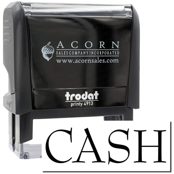 Large Self-Inking Cash Stamp, Trodat Printy 4913, Press and Print Stamping, Impression Size 7/8" x 2-1/4", Up to 10,000 Impressions - Black Ink