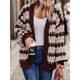 thumbnail image 4 of Suéter de Invierno de Punto Holgado con Rayas y Mangas Farol para Mujer, Moda de Otoño Marrón Albaricoque XL, 4 of 8