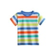 thumbnail image 1 of Zhuashum Boy Spring T Shirts Striped Short Sleeve Tops Round Neck Top For Toddlers And Kids For Everyday Wear Basic Toddler Wear Multicolour2 4-5 Years, 1 of 5