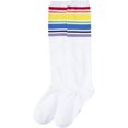 thumbnail image 3 of Knee High Socks for Women – 4 Pairs Solid & Striped Color Cotton Long Socks, Size 6-10, 3 of 11