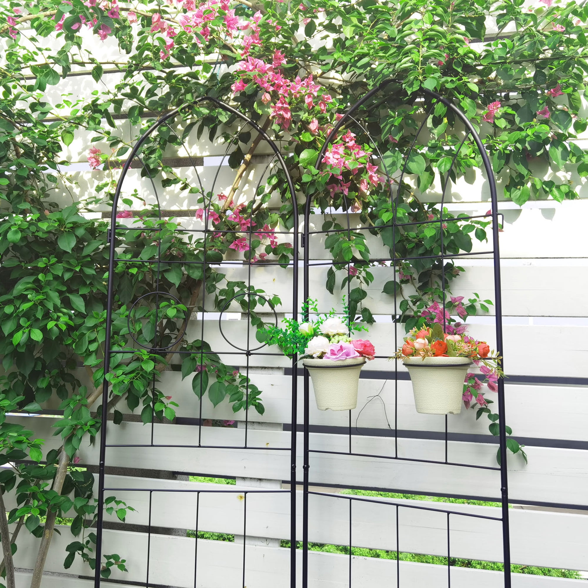 Miniyam 4 Pack Garden Trellis for Climbing Plants, 78.7" X 19.7" Rustproof Sturdy Black Iron Trellis for Potted Plants
