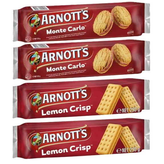 Value Pack - Monte Carlo, Lemon Crisp Biscuits (pack of 4 x 250g EA) A unique, delicious sweet experience, Aussie made & loved