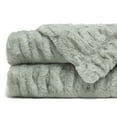 thumbnail image 3 of Chanasya Ruched Royal Faux Fur Throw Blanket - Fuzzy Plush Elegant Blanket for Sofa Chair Couch and Bed with Reversible Velvet Blanket (50x65 Inches) Tan Sage, 3 of 3