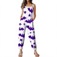 thumbnail image 6 of Stralyhd Halloween Women's Jumpsuits Halloween Holiday Square Neck Jumpsuit Party Jumpsuits with Pockets Halloween Pumpkin Print Wide Leg Trousers Light Purple S, 6 of 7