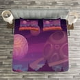 thumbnail image 3 of Ambesonne Fantasy Quilted Bedspread Set 3 Pcs, Alien Dreamy Landscape, King Size, Purple Vermilion, 3 of 3