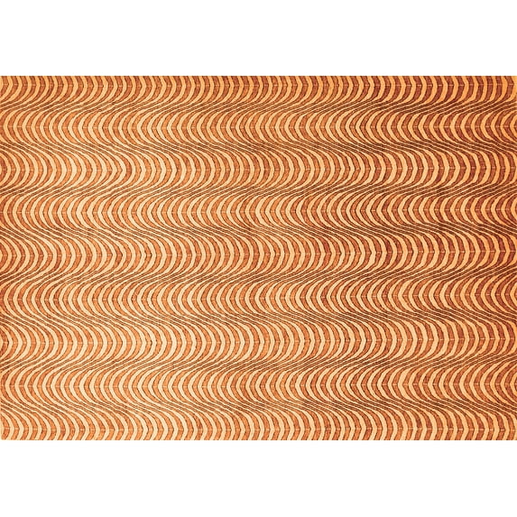 Ahgly Company Indoor Rectangle Abstract Orange Contemporary Area Rugs, 7' x 9'