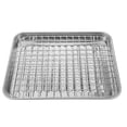 thumbnail image 1 of 1 Set Baking Tray with Rack Stainless Steel Toaster Oven Baking Pan for Roasting, 1 of 9