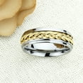 thumbnail image 2 of Men's Women's Tungsten Wedding Band Engagement Ring 8mm Yellow Gold Plated Doulbe Braided Ring, SZ 11, 2 of 3