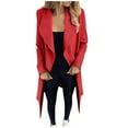 thumbnail image 1 of Plus Size Long Sleeve Open Front Cardigan Suit Jacket Solid Long Coat for Women, 1 of 4