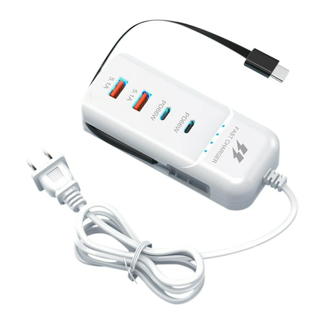 Multi Port Charger With Two PD Ports And Two USB Ports For Fast Charging Suitable For IOS And Android Devices