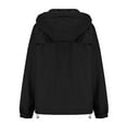 thumbnail image 5 of VERUGU Womens Jackets Casual Fashion Zipper Drawstring Long Sleeve Solid Coat with Pocket Outdoor Hooded Cargo Jacket Outwear Black L, 5 of 6