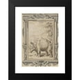 thumbnail image 2 of Johann Melchior Füssli 11x14 Black Modern Framed Museum Art Print Titled - Rhinoceros in a Landscape Within an Ornamental Frame (ca. 1730), 2 of 5