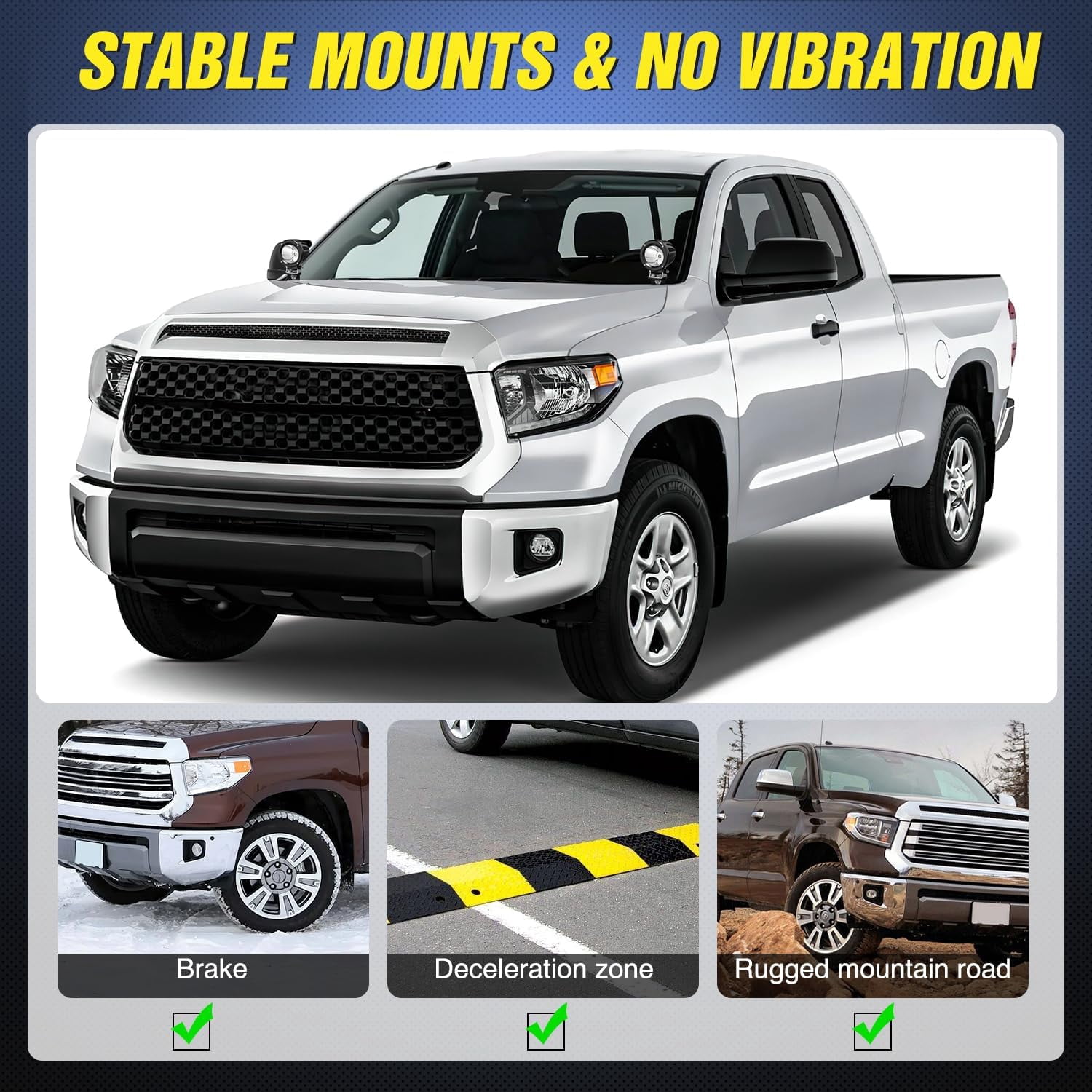 Hood Hinge Ditch Light Mount Brackets for Auxiliary off Road LED Work Light Pods Compatible with Toyota Tundra 2014-2021