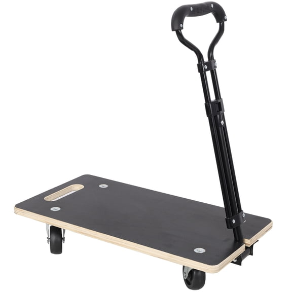 440LBS Heavy Duty Wooden Moving Dolly with Adjustable Handle, 3 Inch Swivel Casters Non-Slip Transport Cart for Furniture Heavy Goods