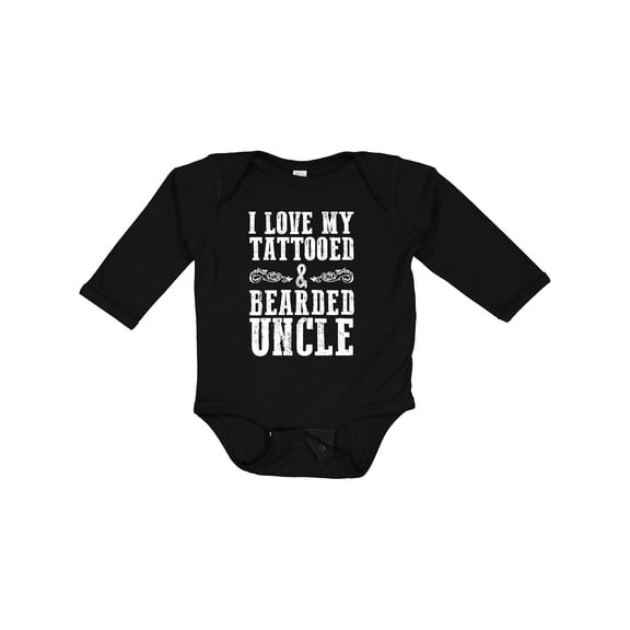 Inktastic I Love My Tattooed & Bearded Uncle Boys Long Sleeve Baby Bodysuit