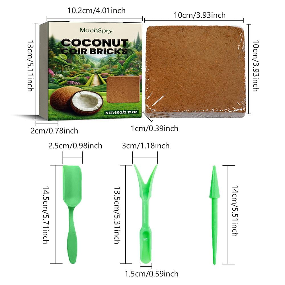 Coir Fiber Soil Brick, 3.93x3.93x0.39 in, Promotes Healthy Plant Growth with Superior Water Retention, Ideal for Indoor Pots and Outdoor Garden Beds