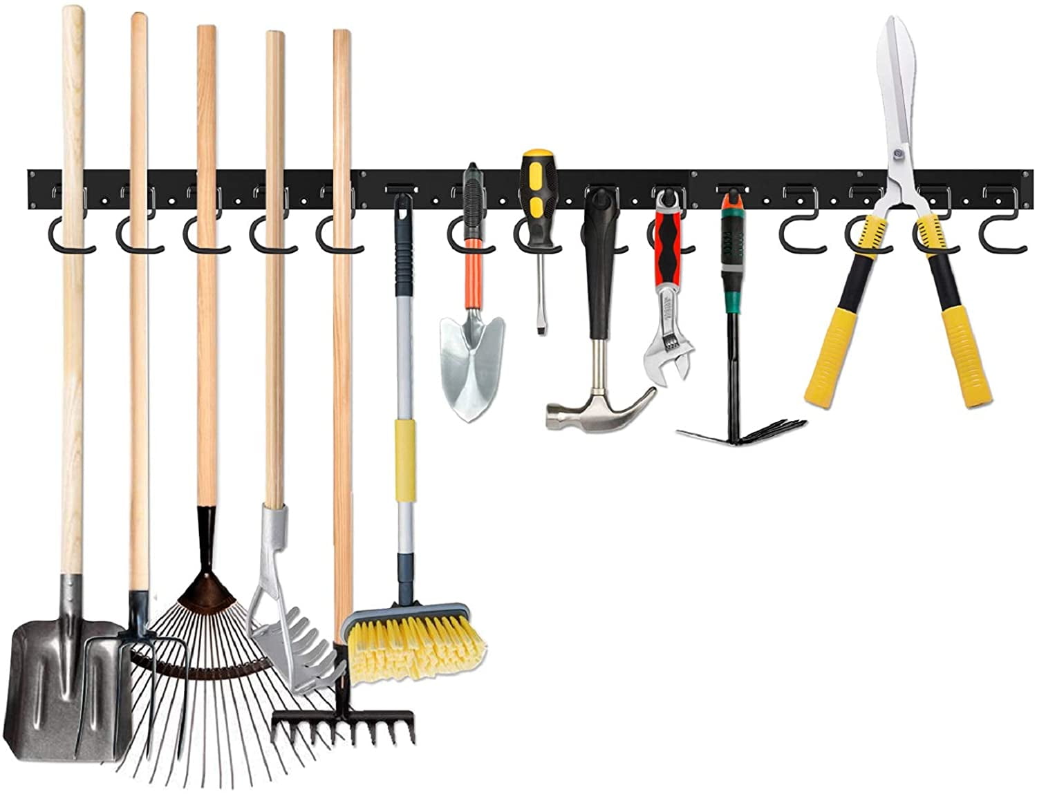 64 Inch Garage Hooks Tool Organizer Wall Mounted, Adjustable Storage