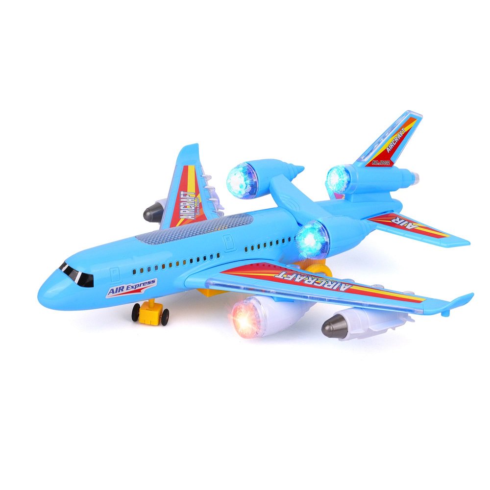Bump and Go Airplane Toy with Attractive Led Flashing Lights and Sounds Toy Planes for