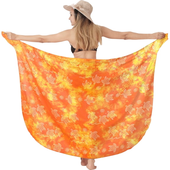 LA LEELA Women's Skirt Cover up Cover-up Bikini Sarong Coverups Beach Wraps Summer Pareos Vacation Beachwear for Women One Size Blaze, Allover Turtle