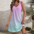 thumbnail image 3 of Ruyang Women's V Neck Sleeveless Dress Summer Fashionable Casual Dress Baggy Tank Top With Pocket Beach Dress Boho Flowy Long Dress, 3 of 5