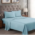 thumbnail image 2 of Superior 4-Piece Modern Light Blue 300 Thread Count Egyptian Cotton Sheet Set, Queen, 2 of 5