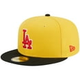 thumbnail image 3 of Men's New Era Yellow/Black Los Angeles Dodgers Grilled 59FIFTY Fitted Hat, 3 of 5