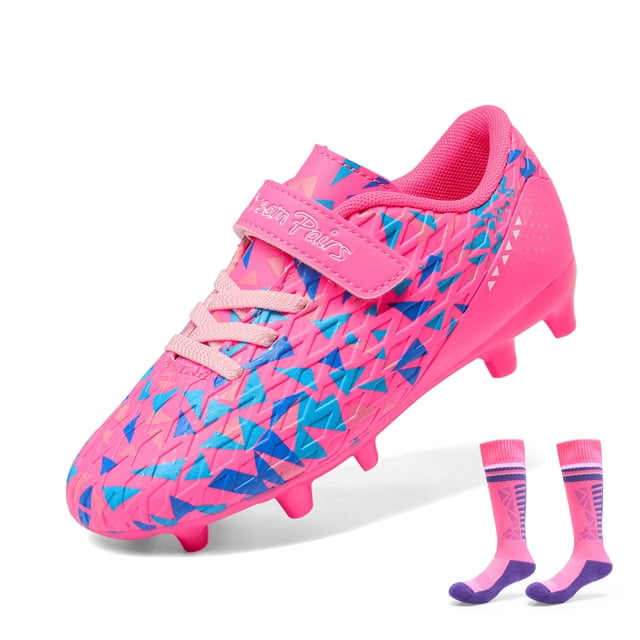 Tacos de Fútbol DREAM PAIRS Talla 4 para Niños Rosas y Azules con Medias