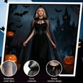 thumbnail image 3 of Cloak with Hood Black Tulle Witches Cape for Women Long Sheer Tulle Halloween Vampire Cape Gothic Ghost Robe Costume Party Supplies 1Pcs, 3 of 6