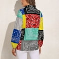 thumbnail image 2 of Bandana Paisley Patchwork Pattern Long Sleeve Blouse Woman Streetwear Casual Shirts Summer Oversize Woman Streetwear Clothing Birthday Present, 2 of 7