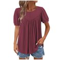 thumbnail image 2 of Uaswgudfs Women's Summer Resort Tunic Blouse - Crew Neck Short Sleeve with Banded Hem Relaxed Fit Casual Shirt, 2 of 7