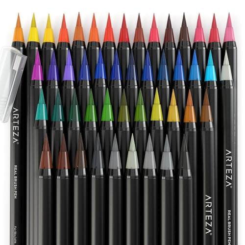 Real Brush Pens 48, Watercolor Pads, Water Brush Pens Arteza Watercolor Bundle