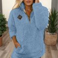 thumbnail image 4 of Fuzzy Sweatshirts for Women 2025 Long Sleeve Half Zip Stand Collared Sweatshirt with Pockets Pullover Tops, 4 of 6