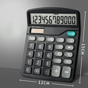Desktop Calculator 12 Digit with Large LCD Display and Sensitive Button, Solar and Battery Dual , Standard Function for Office, Home, School(Black)