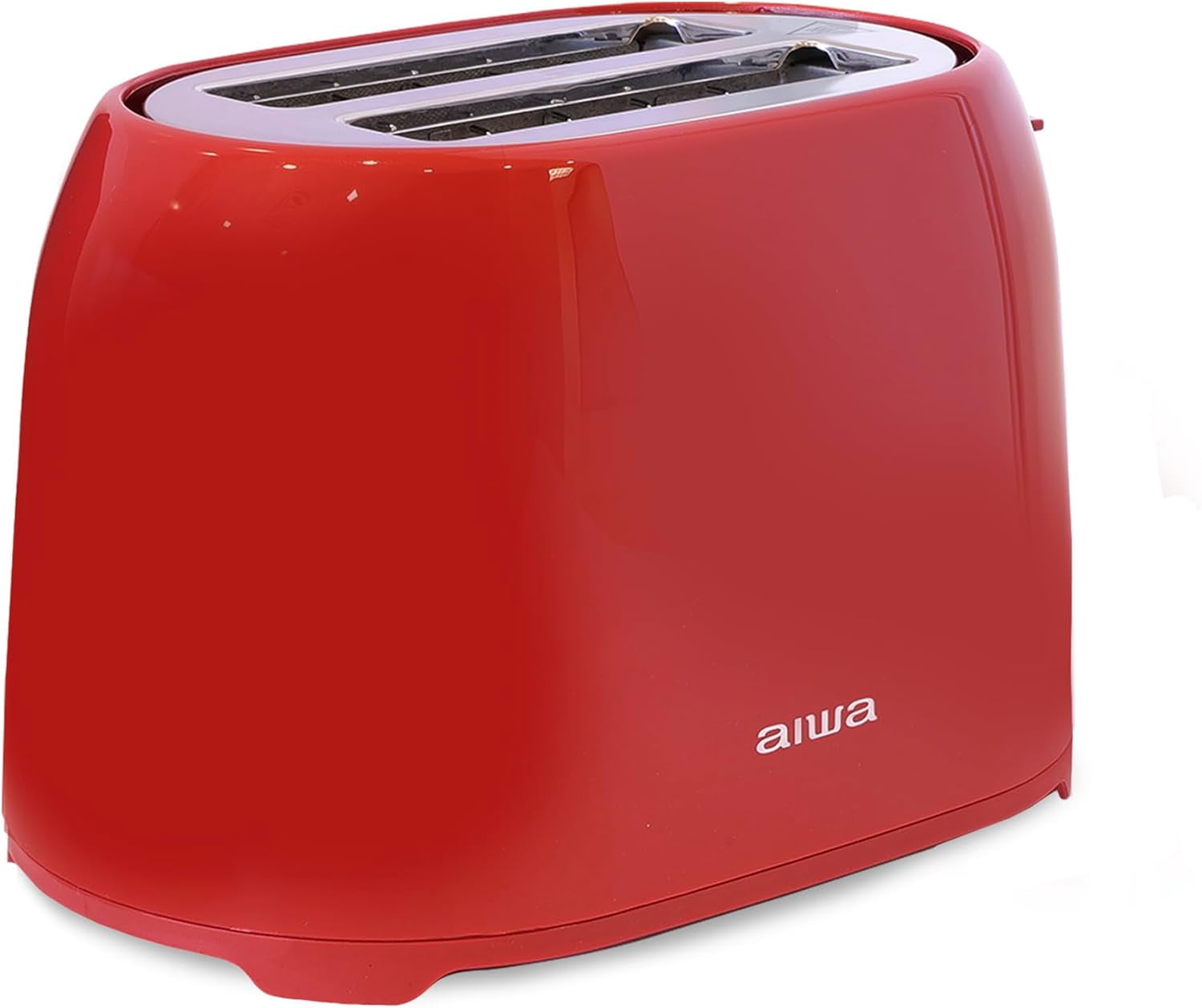 Aiwa 2-Slice Toaster with Wide Slots, 6 Browning Settings, and Crumb Tray, Red