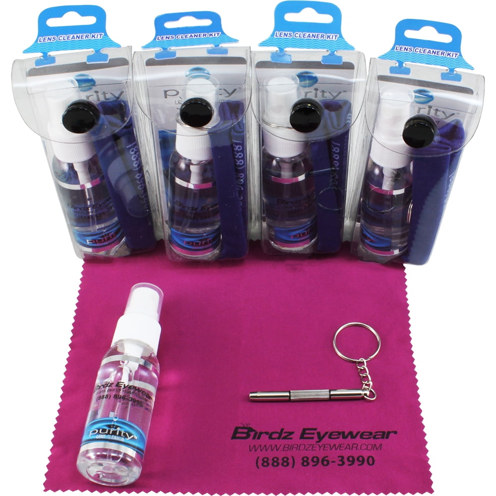 5 Eyeglass Sunglass Lens Cleaner Cleaning Kit with Spray Cloth Tool Key