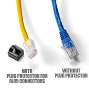 NTW Click on/Lockable RJ45 Plug Protector CAT5e/Cat6/Cat6a/Cat7/Cat8 Ethernet Head Dust Covers (100 Pack)-Black