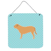 Carolines Treasures BB3770DS66 Dogue de Bordeaux Checkerboard Blue Wall or Door Hanging Prints