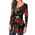 thumbnail image 4 of Women's Fall Henley V Neck Button Up Tunic Tops Flowy Long Sleeve Blouse for Leggings Ruched Floral Printed T-Shirts, 4 of 6