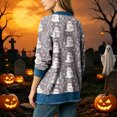 thumbnail image 5 of Enjoytime Womens Cardigan Halloween Print Denim Patchwork Long Sleeve Jacket Button Down Oversized Fall Winter Outerwear, 5 of 6