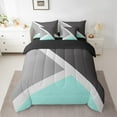 thumbnail image 2 of YST Turquoise Triangle Twin Size Bed In A Bag 7 Piece Teal Dark Gray And Light Grey Comforter Set,Patchwork Geometry Bedding Comforter Sets Modern Abstract Sheet Set With Comforter, 2 of 5