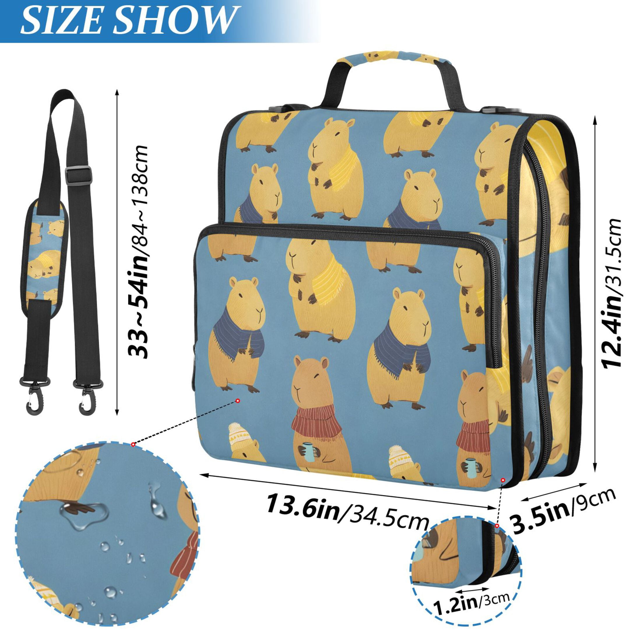 ALAZA Zipper Binder Capybara Blue 3 Ring Trapper Keeper File Folder Organizer Bag