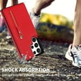 thumbnail image 6 of SaniMore Case for Samsung Galaxy S23 Ultra 6.8" 2023 with Card Slots, PU Leather Zipper Wallet Crossbody Lanyard Flip Kickstand Full-body Protective Retro Shockproof Cover for Girls Women, Red, 6 of 9