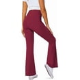 thumbnail image 4 of Women's Flare Leggings with Pockets-Crossover High Waisted Bootcut Yoga Pants-Tummy Control Bell Bottom Leggings, 4 of 12