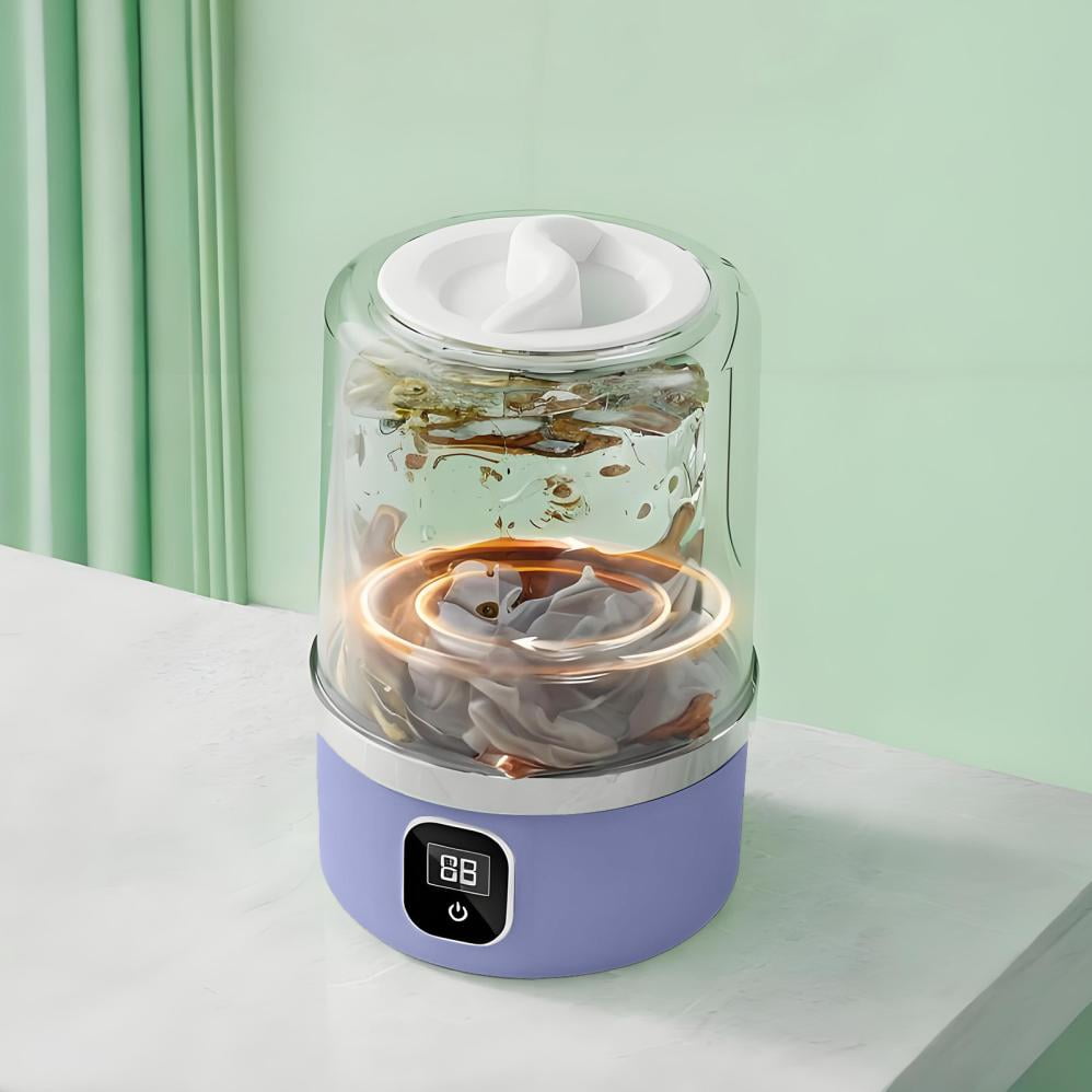 COM1950s Portable Washing Machine,Mini Washer for Small Loads and Delicates,Compact Usb Rechargeable Clothes Cleaner for Home,Travel,Dorm and Apartment