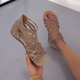 thumbnail image 4 of Zapatos planos de encaje con punta abierta para mujer con cremallera Sandalias romanas para mujer Wmkox8yii  nm3619, 4 of 7